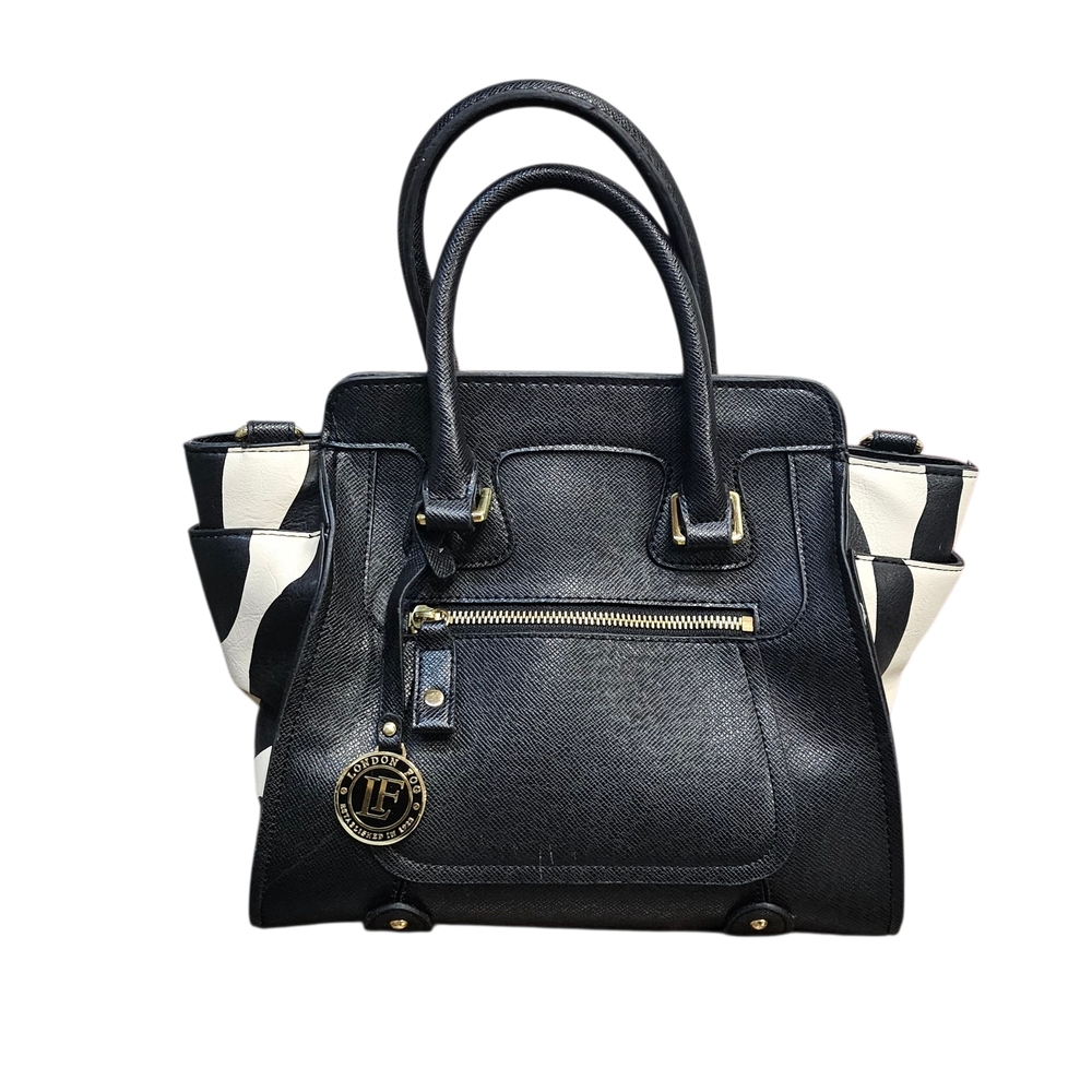 London Fog Daphne Black & White Zebra Stripped Handbag